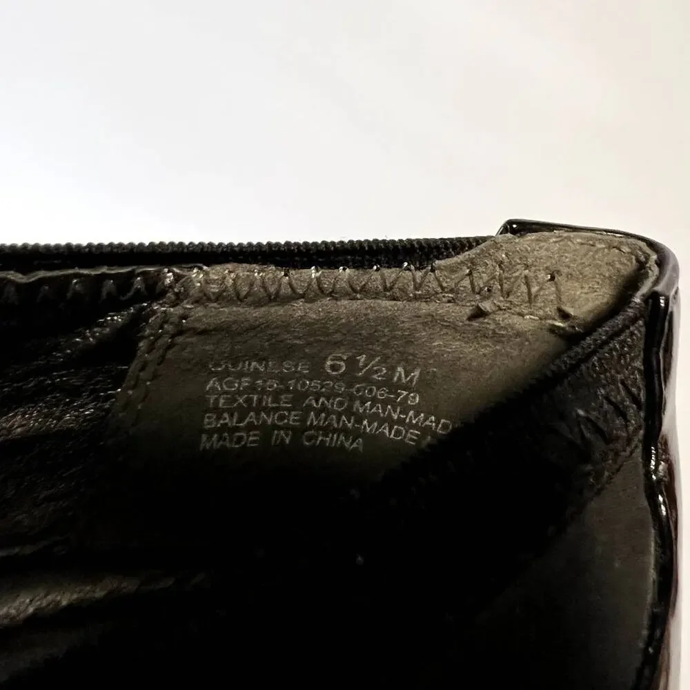 Andrew Geller Black Patent Leather & Fabric Platform Flat Shoes Size 6.5 M